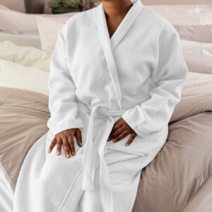 100% Cotton Waffle Gowns - White