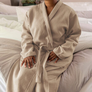 100% Cotton Waffle Gowns - Stone
