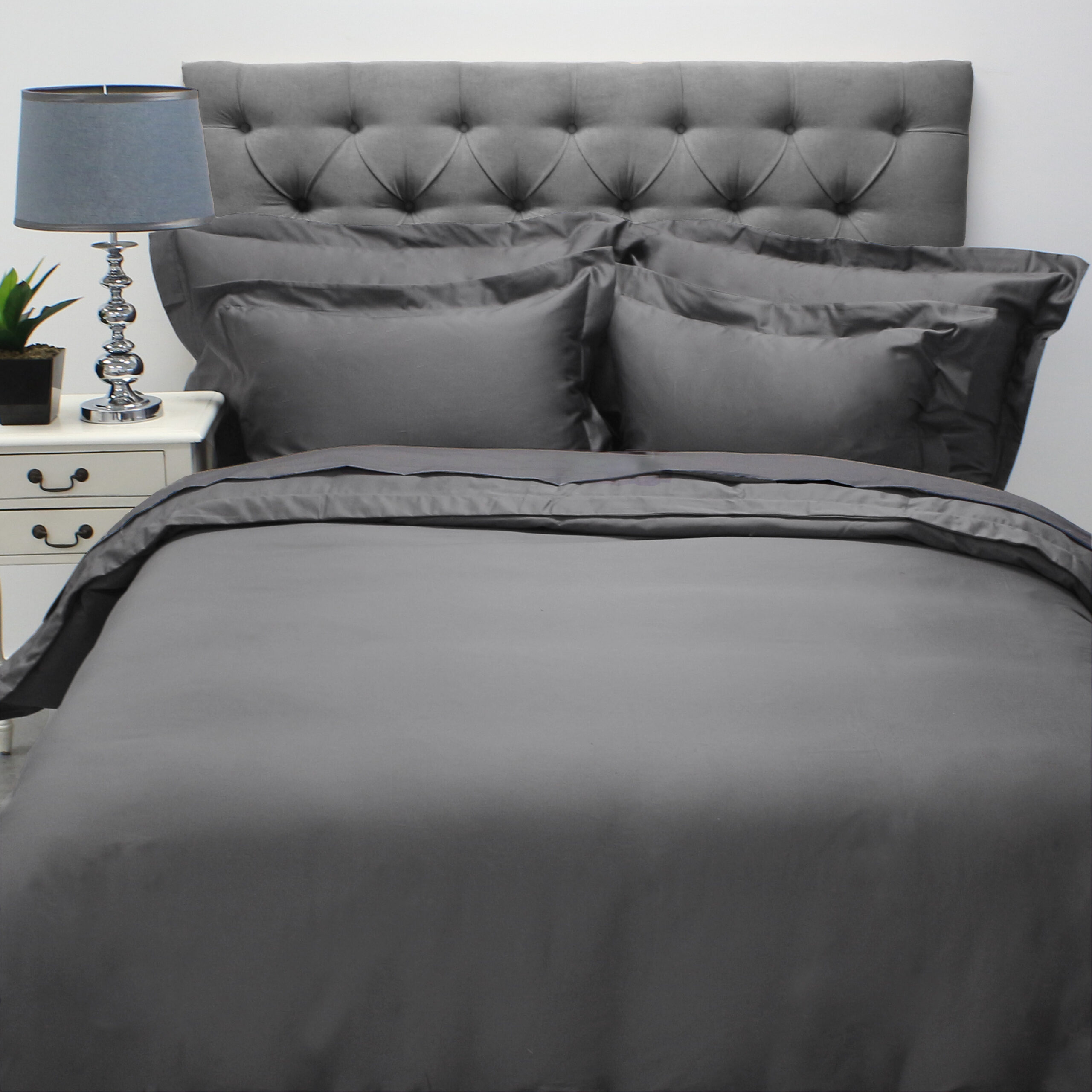 400TC duvet cover set oxford (BCI) Charcoal
