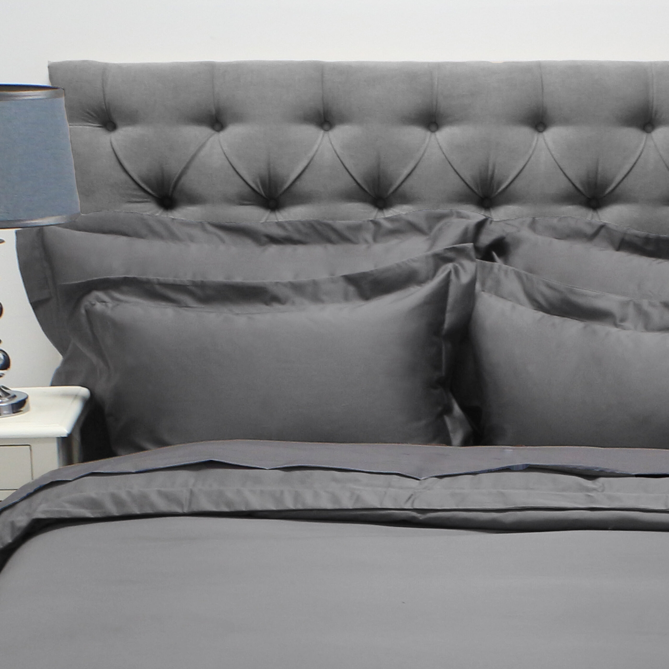 400TC duvet cover set oxford (BCI) Charcoal - Image 2