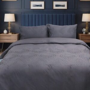 Pia Embroidered Duvet Cover Set T400 Charcoal